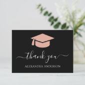 2022 Abschluss Vielen Dank Rose Gold Black Dankeskarte (Stehend Vorderseite)