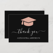 2022 Abschluss Vielen Dank Rose Gold Black Dankeskarte (Vorne/Hinten)
