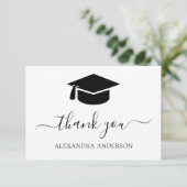 2022 Abschluss Vielen Dank Schwarz-weiß Dankeskarte (Stehend Vorderseite)