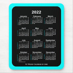 2022 Aqua Neon 52 Week Calendar von Janz Mousepad