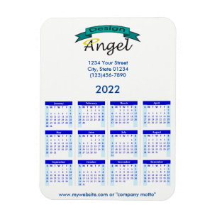 2022 Blauer Kalender für Ihr Logo Magnet