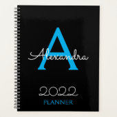 2022 Blue Black Monogram Elegant Planer (Vorderseite)