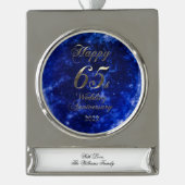 2022 Blue Saphire Hochzeit 65 Jahre Banner-Ornament Silber (Vorderseite)