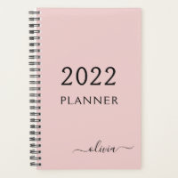 2022 Blush Pink Girly Script Monogram Name Modern