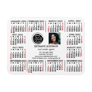 2022 Calendar Business Logo Photo Text Easy Custom Magnet