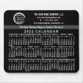 2022 Calendar Custom Business Logo Name Black Red Mousepad (Vorne)