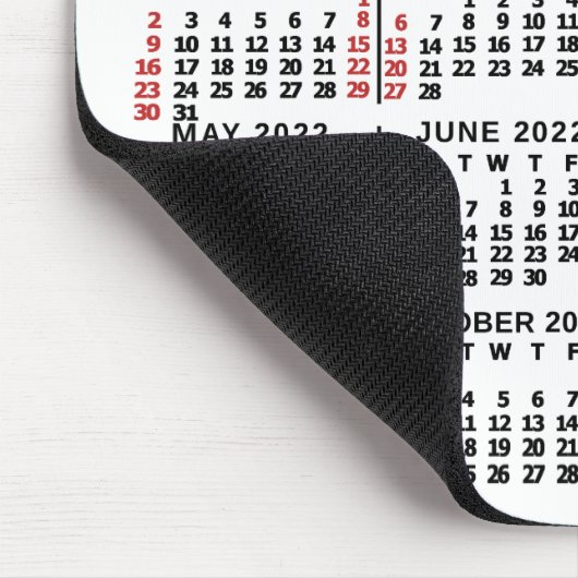2022 Calendar Custom Business Logo Name White Red Mousepad (Ecke)