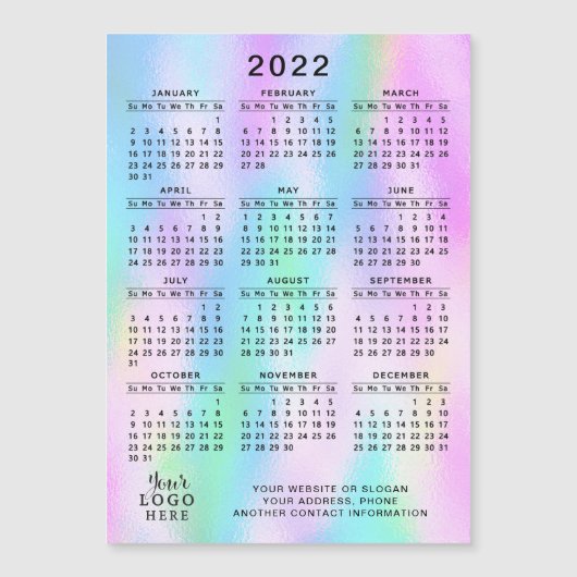 2022 Calendar Magnet Imitats Holographic Girly (Vorderseite)