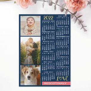 2022 Calendar Navy Coral Gold Foto Leimmagnet Magnetkarte
