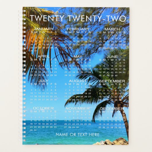 2022 Calendar Tropical Beach oder Ihr Foto Text Planer (Vorderseite)