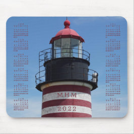 2022 Classic West Quoddy Red Lighthouse Calendar Mousepad