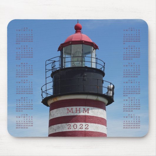 2022 Classic West Quoddy Red Lighthouse Calendar Mousepad (Vorne)