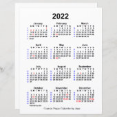 2022 Custom Holiday 52 Week Calendar von Janz (Vorne/Hinten)