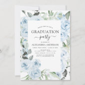 2022 Dusty Blue Abschluss Blumengrün Einladung (Vorderseite)
