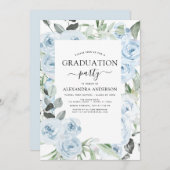 2022 Dusty Blue Abschluss Blumengrün Einladung (Vorne/Hinten)