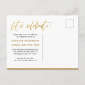 2022 Elegant Gold Black Script Foto Abschluss Einladungspostkarte (Rückseite)