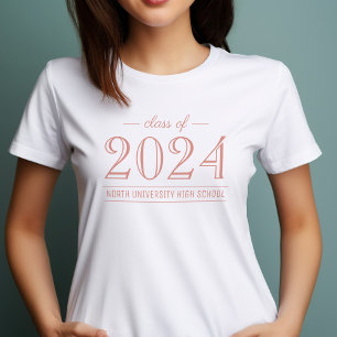 2022 Elegante Rose Gold Custom Abschluss T-Shirt