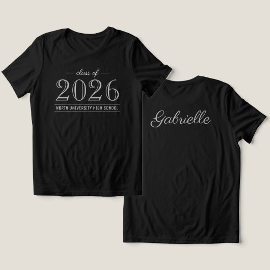 2022 Eleganter Schwarz-Grau-Abschluss Tri-Blend Shirt (Design Vorderseite & Rückseite)