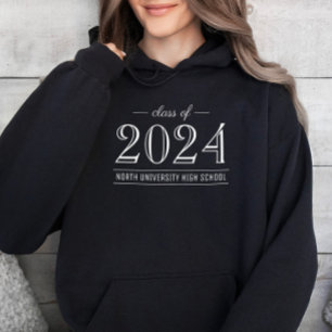 2022 Eleganter Schwarz-Weiß-Abschluss Hoodie