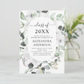 2022 Eukalyptus Abschluss Blumenbeete Rose Grüne Einladung (Stehend Vorderseite)