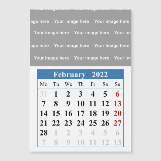2022 Februar Kalender Magnetkarte (Vorderseite)