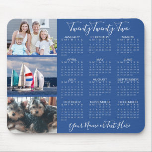 2022 Foto-Kalender Stilvolle Schrift Blau Mousepad