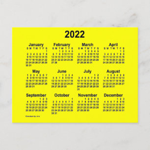 2022 Gelber Mini-Kalender von Janz Postkarte