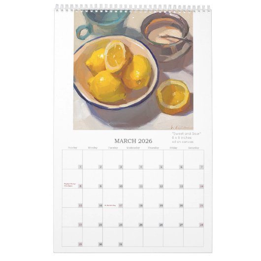 2022: Gemälde von Sarah Sedwick Kalender (Mär 2026)