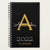 2022 Gold Black Monogram Elegant Planer (Vorderseite)