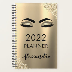 2022 Gold Glitter-Schminke Wimpern Monogramm Planer