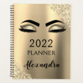 2022 Gold Glitzer Sparkle Eyelashes Monogramm Planer (Vorderseite)