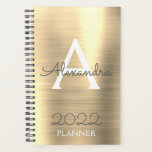 2022 Gold Metallic Monogram Elegant Planer<br><div class="desc">2022 Gold Metallic Monogram Name and Initial Spiral Notebook Planner. Das macht den perfekten 16 Geburtstag,  Hochzeit,  Brautparty,  Jubiläum,  Babydusche oder Junggeselinnen-Abschied Geschenk für jemanden,  der Lieben glamourösen Luxus und schicke Stile.</div>