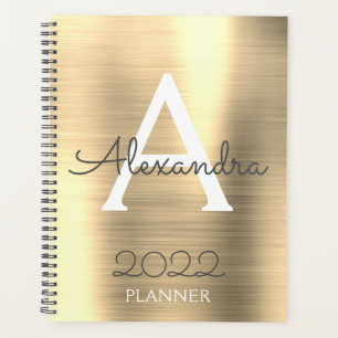 2022 Gold Metallisches Monogramm Elegant Planer
