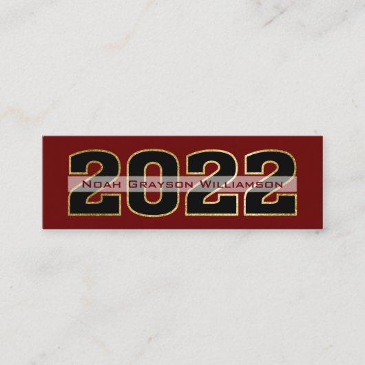 2022 Goldburgunder-Abschluss-Name einfügen Telefonnummerkarte (Vorderseite)