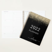 2022 Goldschwarzer Glitzer Sparkle Glam Monogram Planer (Anzeige)