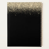 2022 Goldschwarzer Glitzer Sparkle Glam Monogram Planer (Rückseite)