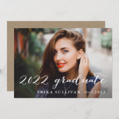 2022 Graduate Script Foto Abschluss Einladung (Vorne/Hinten)