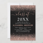 2022 Graduation Party Foto Rosa Rose Gold Glitzer Einladung (Vorderseite)