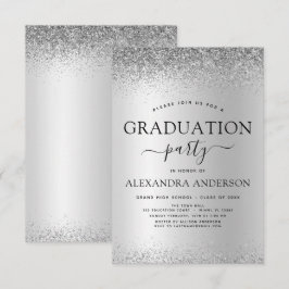 2022 Graduation Party Glitzer Silver Black Einladung