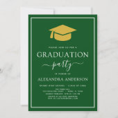 2022 Graduation Party Green Gold Moderne Elegant i Einladung (Vorderseite)