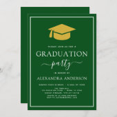 2022 Graduation Party Green Gold Moderne Elegant i Einladung (Vorne/Hinten)