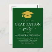 2022 Graduation Party Green Gold Moderne Elegant i Postkarte (Vorne/Hinten)