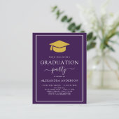 2022 Graduation Party Lila Gold Moderne Einladung Postkarte (Stehend Vorderseite)