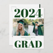 2022 Green Modern Simple Typografy 2 Foto Grad Ankündigungspostkarte (Vorne/Hinten)