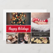 2022 Happy Holidays Red Family Collage Weihnachten (Vorne/Hinten)