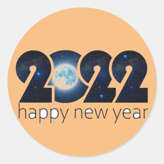 2022 Happy New Year Classic Round Sticker (Vorderseite)