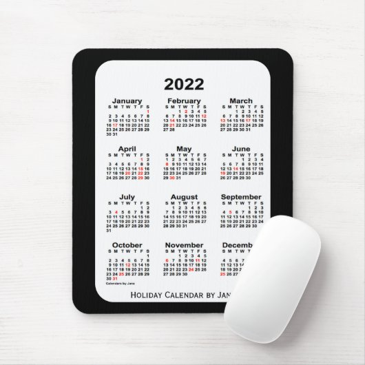 2022 Holiday Two Tone Black Calendar von Janz Mousepad (Mit Mouse)