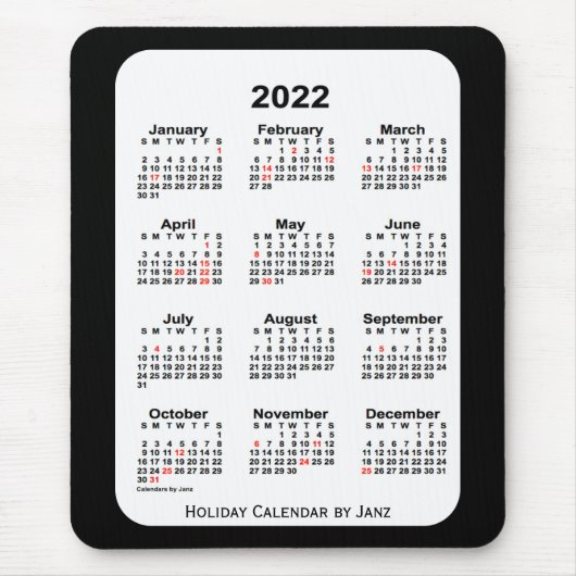 2022 Holiday Two Tone Black Calendar von Janz Mousepad (Vorne)
