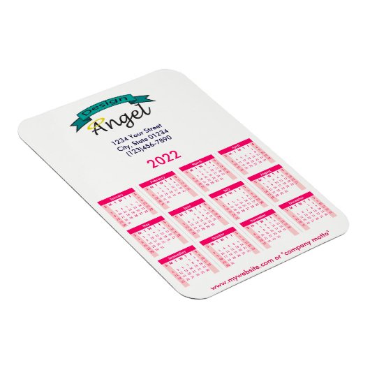 2022 Ihr Rosa-Kalender mit Ihrem Logo Magnet (Rechte Seite)