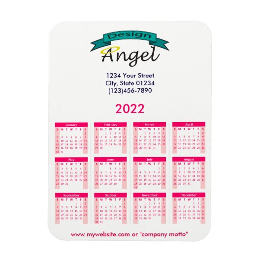 2022 Ihr Rosa-Kalender mit Ihrem Logo Magnet (Vertikal)